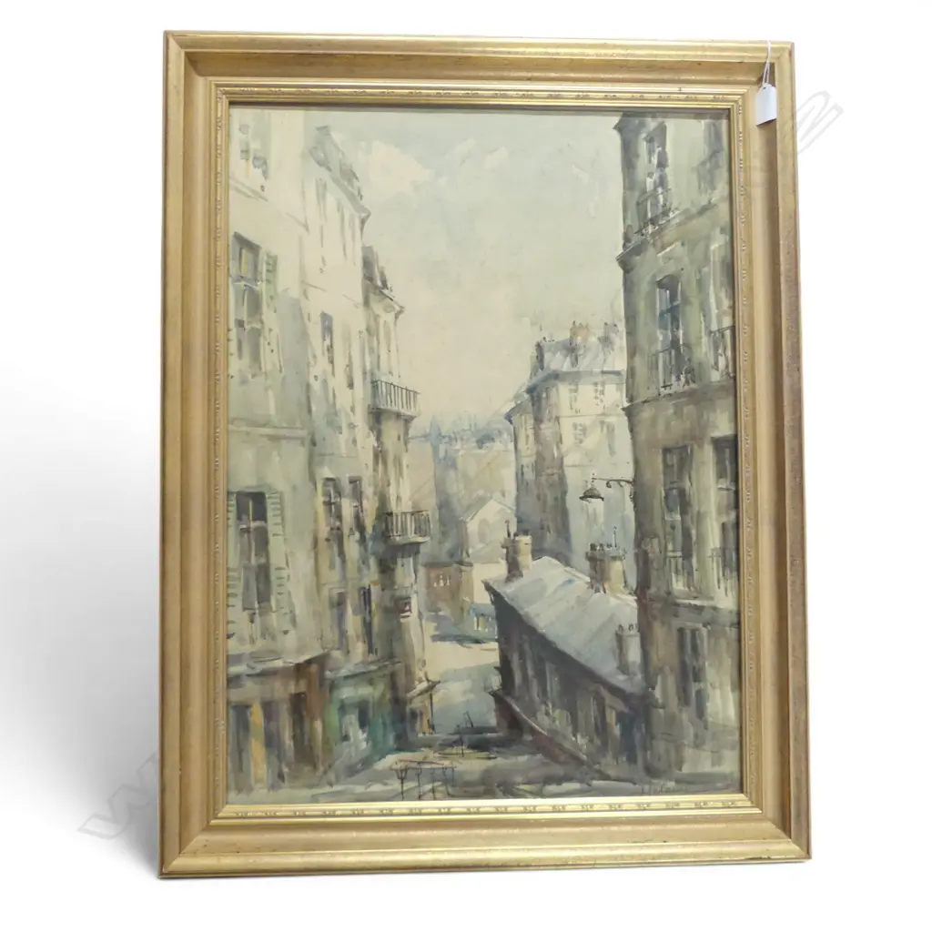 LUCIEN DELARUE, RUE DREVET, WATERCOLOUR, SIGNED, 650 X 490mm Image 1++