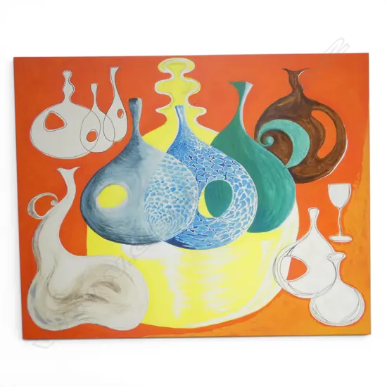 ARTIST UNKNOWN, UNTITLED STILL LIFE, ACRYLIC ON CANVAS, 800x1000mm