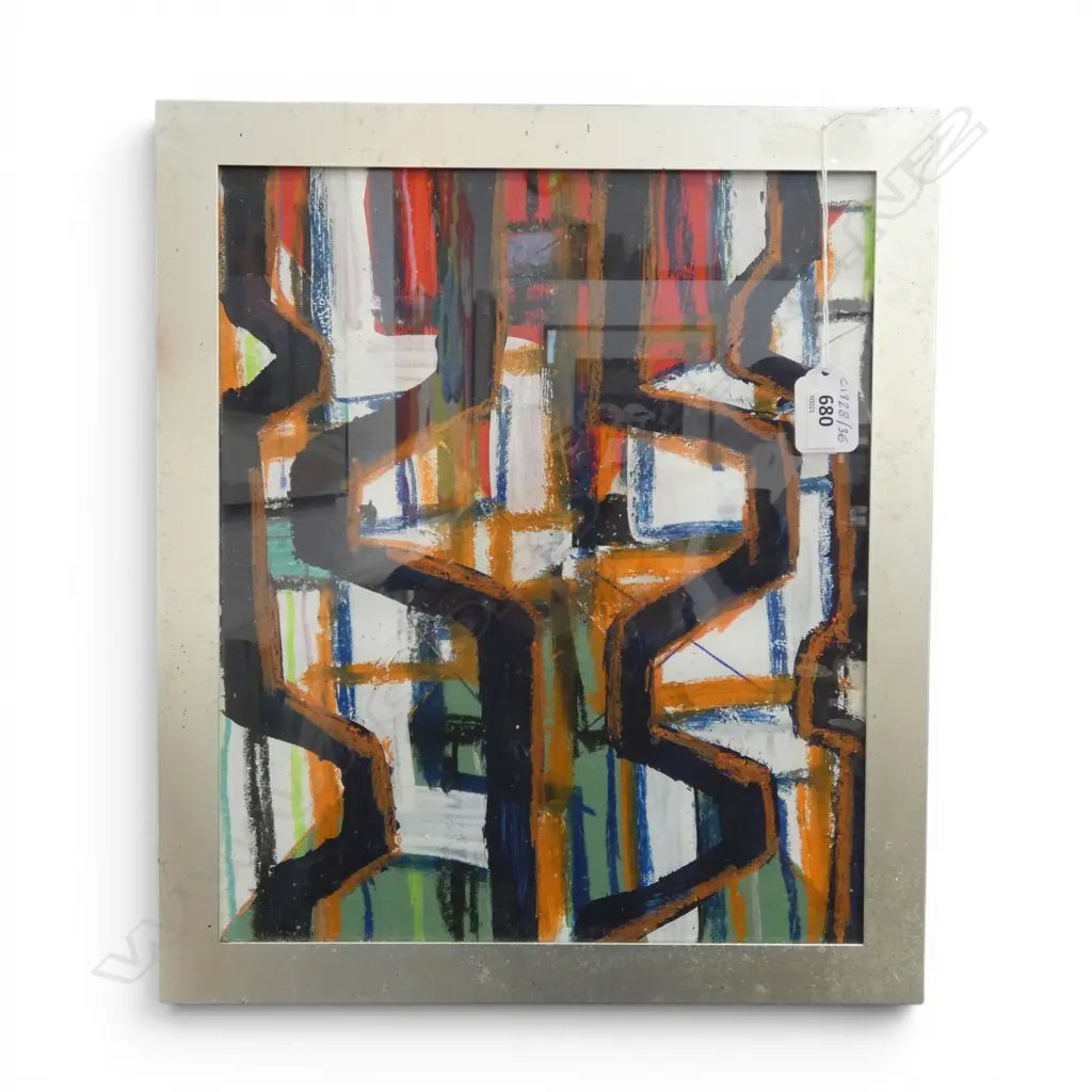 ARTIST UNKNOWN ACYRLIC AND OIL STICK ON PAPER 310 X 260 MM Image 1++