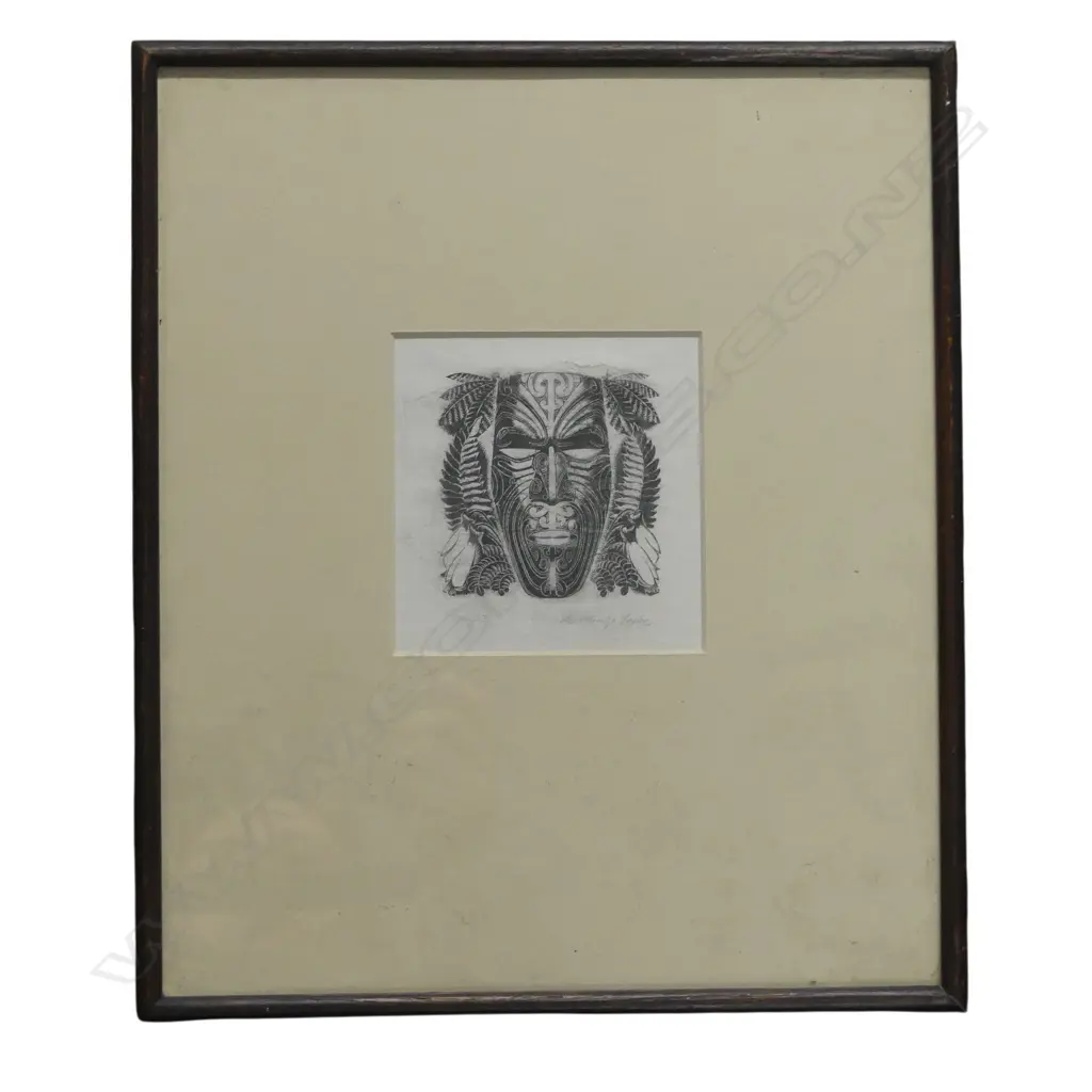 E MERVYN TAYLOR, MAORI MASK, WOOD ENGRAVING ED. 22, 105 X 100mm (small hole and paper abrasion) Image 1++