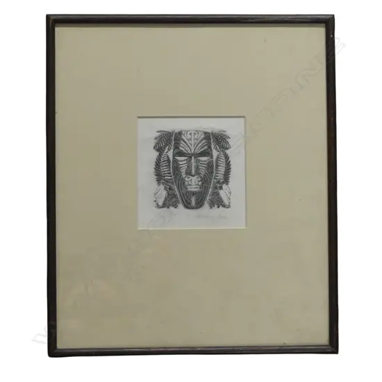E MERVYN TAYLOR, MAORI MASK, WOOD ENGRAVING ED. 22, 105 X 100mm (small hole and paper abrasion)