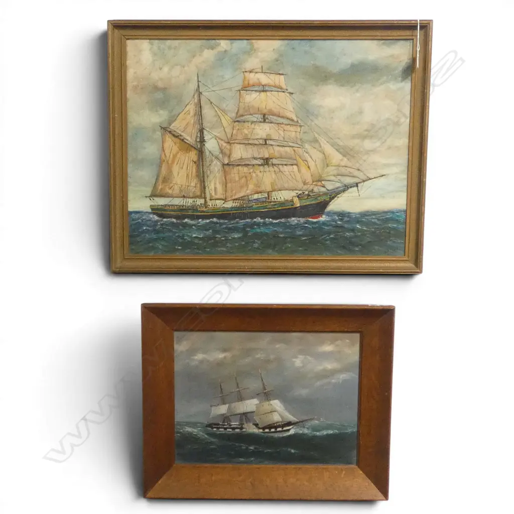P. KING, 'BOAT IN SAIL, OIL ON BOARD, 450 X 590 + K.B 'BOAT IN STORMY SEA, OIL ON BOARD, 295 X 395mm Image 1++
