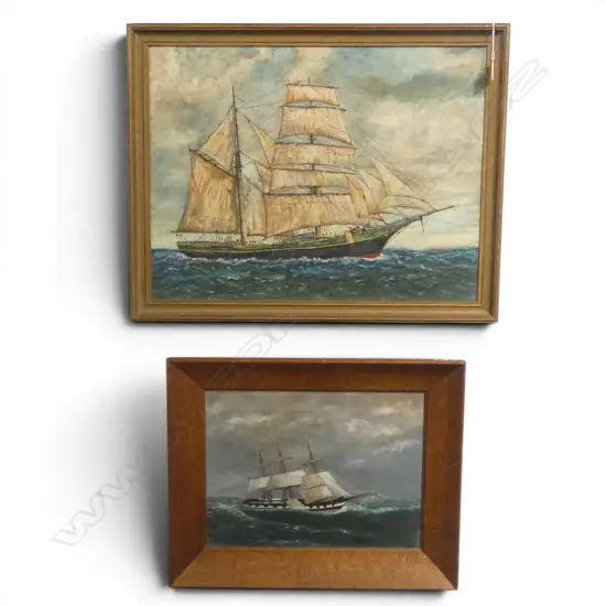 P. KING, 'BOAT IN SAIL, OIL ON BOARD, 450 X 590 + K.B 'BOAT IN STORMY SEA, OIL ON BOARD, 295 X 395mm