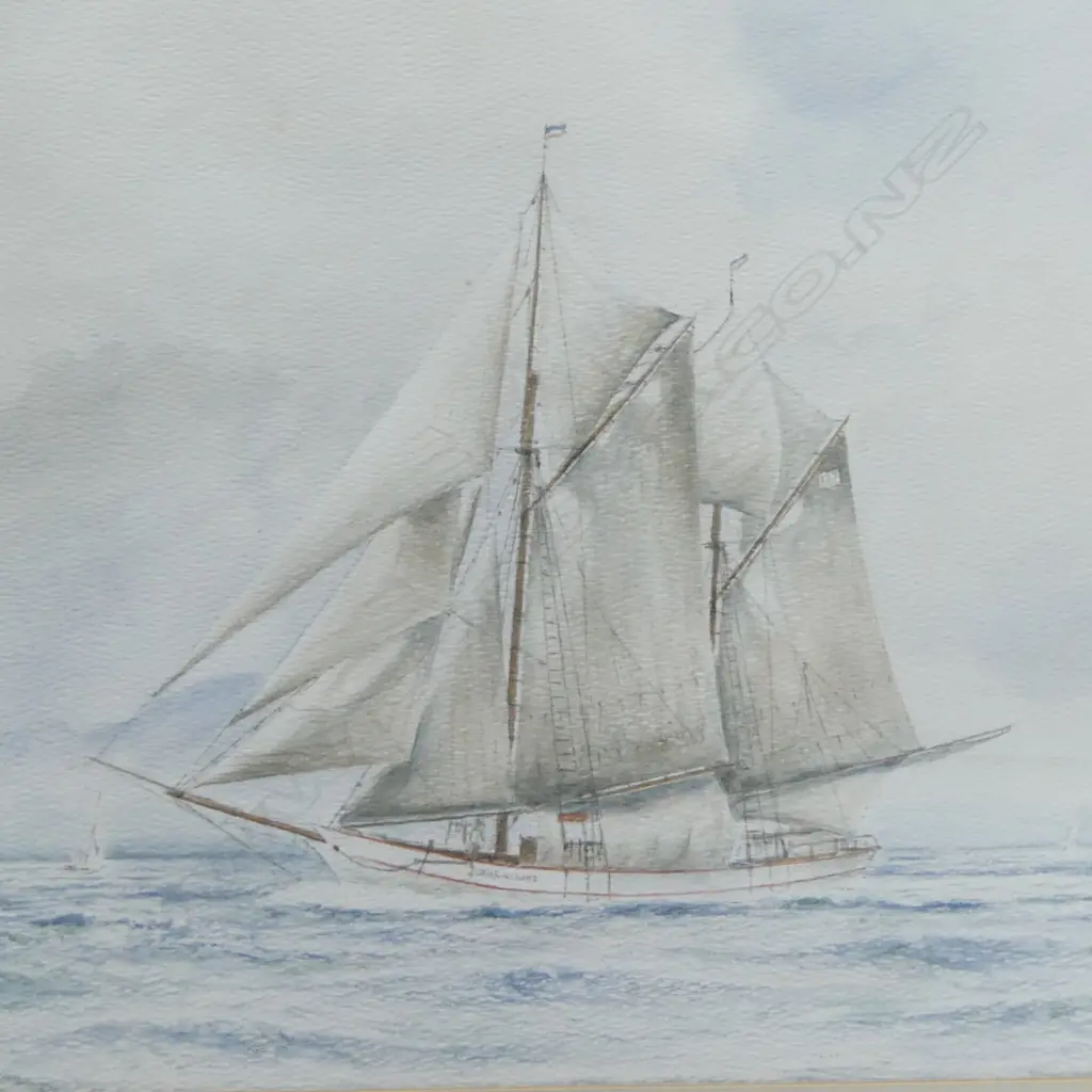 JOHN SHARP, LADY GLADYS AUCKLAND ANN. REGATTA 1914, W/C, 270x370mm Image 1++