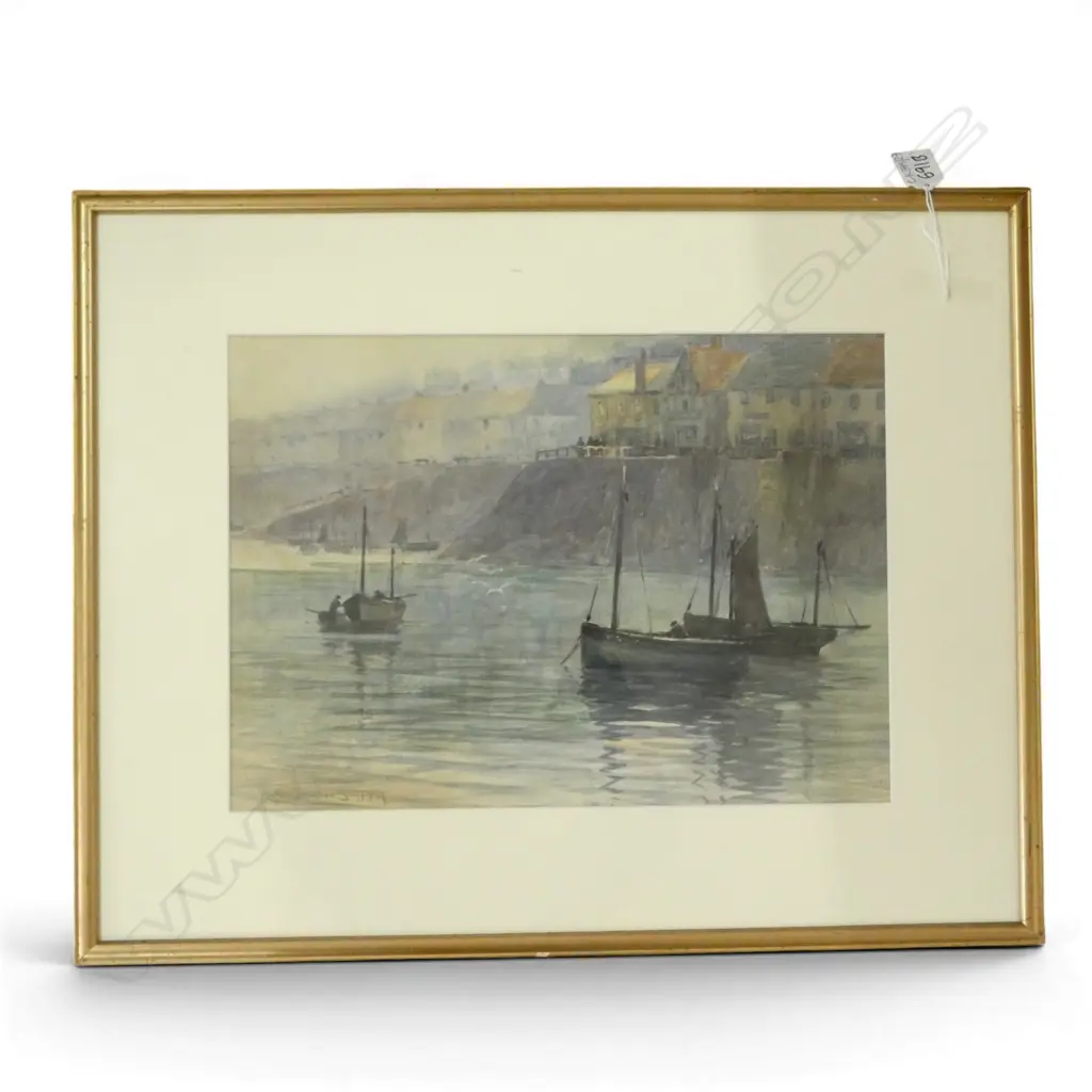 ROBERT HERDMAN-SMITH (ENG/NZ 1872-1925) HARBOUR SCENE, WC 260x365mm  Image 1++