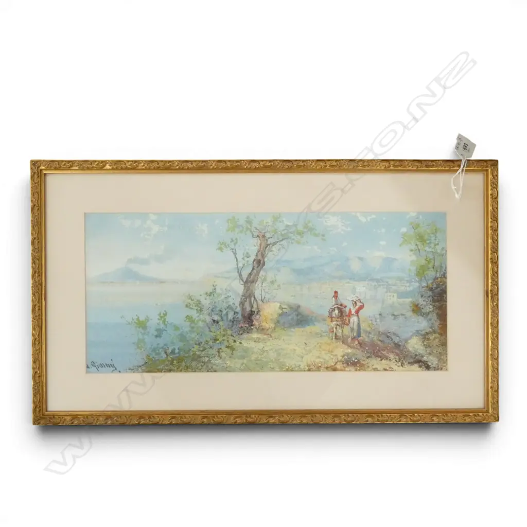 GIAN GIANNI, VIEW OF NAPLES, GOUACHE, SIGNED, 190 X 430mm Image 1++