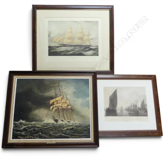 THREE NAUTICAL PRINTS (MAURICE FORESTER LIMITED ED, W.E WEBB 'THE BETTY DARLING' AND AFTER CUYP B/W DUTCH PRINT 