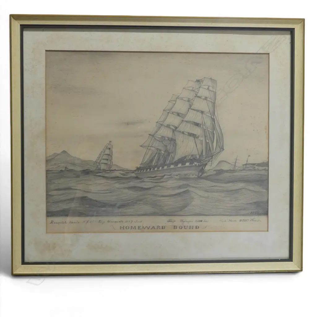 J. S WHEELER, 'HOMEWARD BOUND' (RANGITOTO HEADS), PENCIL, SIGNED, 325 X 410mm Image 1++