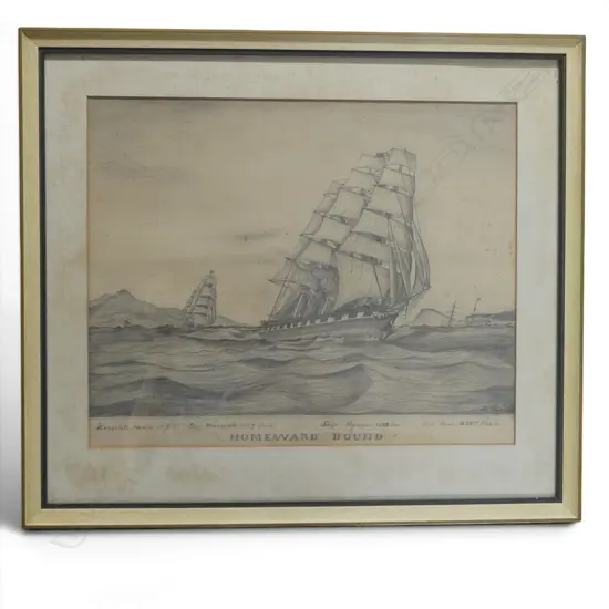 J. S WHEELER, 'HOMEWARD BOUND' (RANGITOTO HEADS), PENCIL, SIGNED, 325 X 410mm