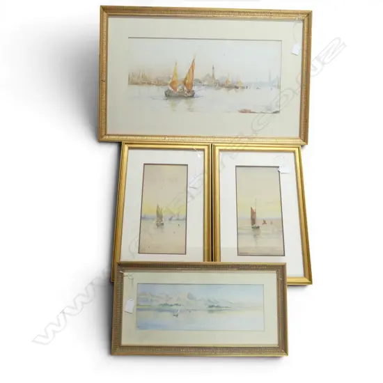GRP OF 4 WATERCLRS INCL. 2 VENETIAN SCENES (FOXED), MCGRICK 'THEBES', UNSIGNED VENETIAN WATERCOLOUR 235 X  515M