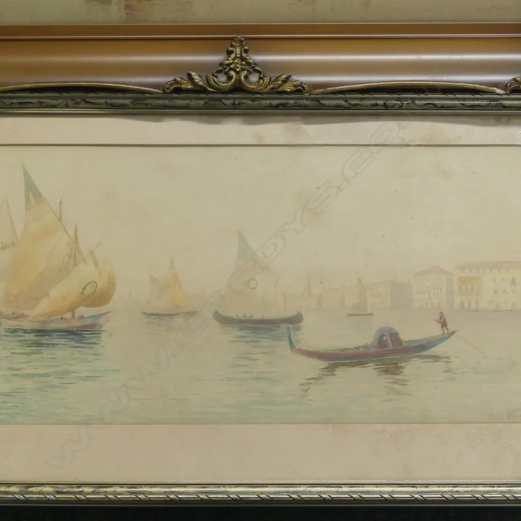 GARMAN MORRIS, 'HAZY MORNING' W/C 190 X 490mm + VALINO 'VENETIAN SCENE' W/C Image 1++