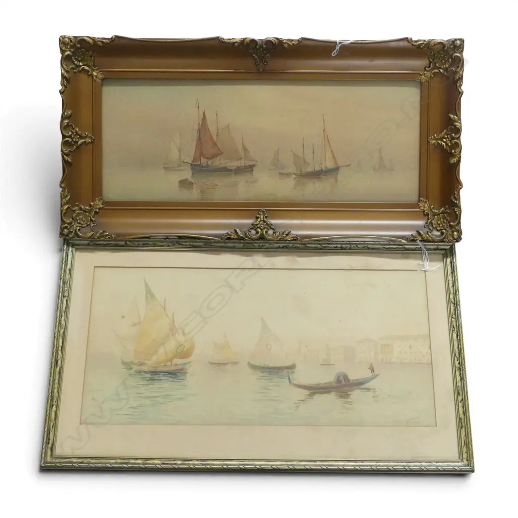 GARMAN MORRIS, 'HAZY MORNING' W/C 190 X 490mm + VALINO 'VENETIAN SCENE' W/C Image 1++