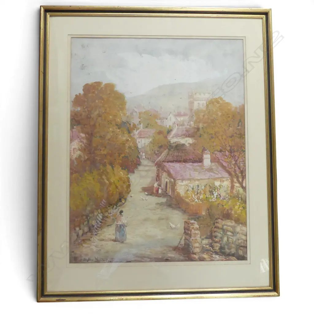 BLYTHE FLETCHER, VILLAGE SCENE, GOUACHE, SIGNED AND DATED, 610 X 480mm  Image 1++