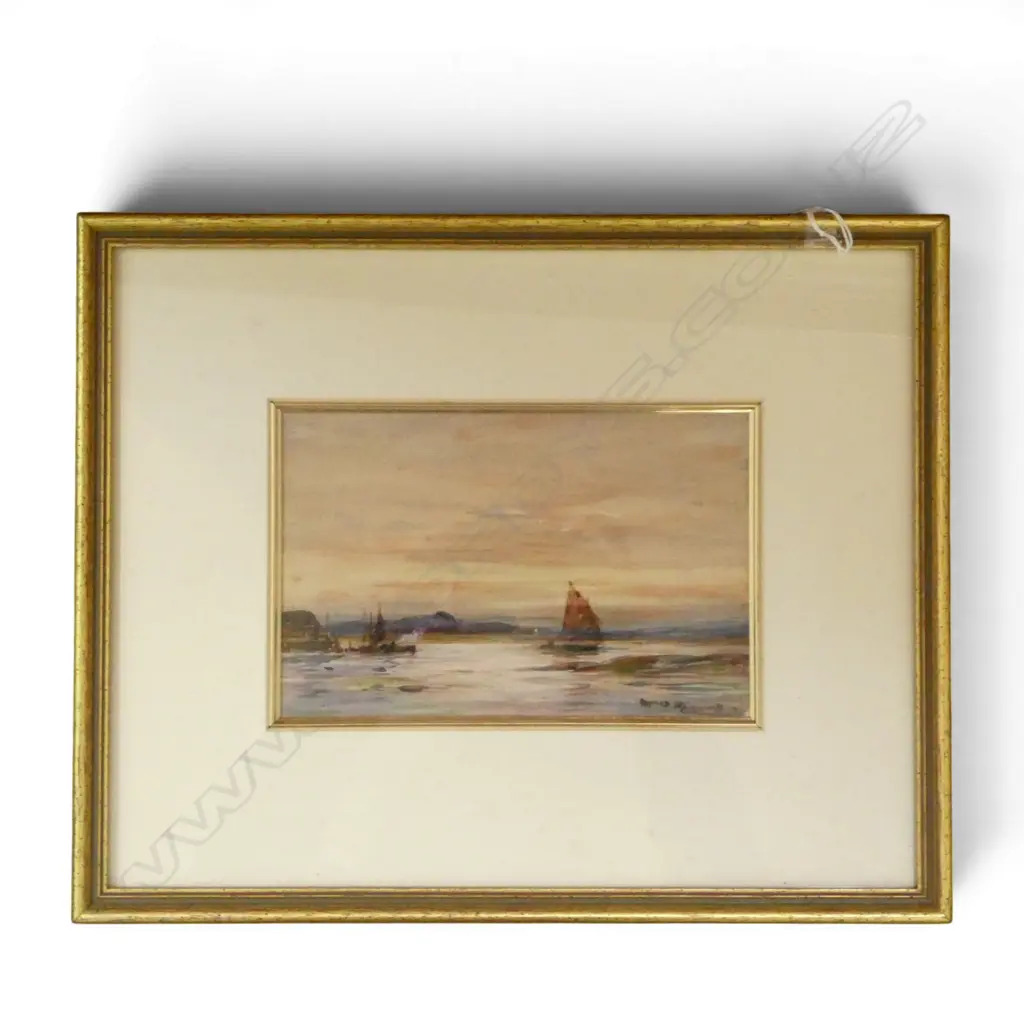 W/C ON BOARD OF BOATING SCENE, SIGNATURE INDISTINCT, 130X200MM Image 1++
