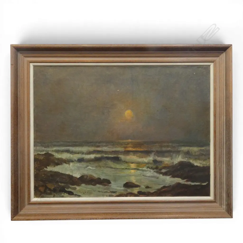 CHARLES HOWORTH, MOONLIT SEASCAPE,SIGNED LOWER RIGHT (ILLEGIBLY) DATED 1912, OIL ON CANVAS, 445 X 600mm Image 1++