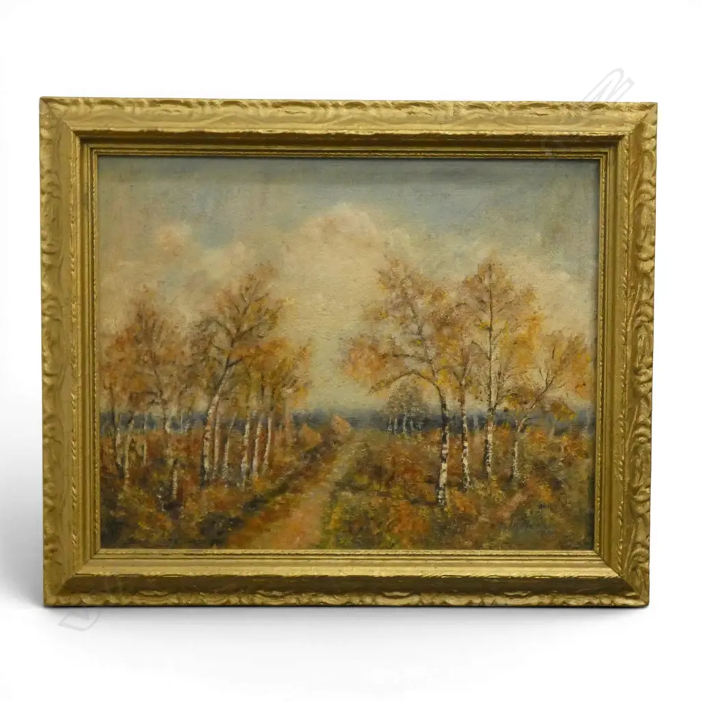 SIGNED LOWER RIGHT, 'AUTUMN, THE COMMON', OIL ON BOARD, SIGNED AND DATED 1942, 335 X 425mm Image 1++