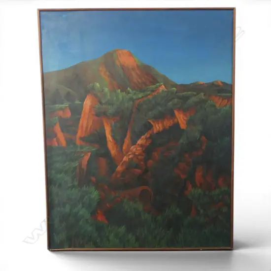 ROGER STAPLES (1942-2025) LANDSCAPE, ACRYLIC ON CANVAS, SIGNED & DATED '77 1230x965mm SOME FAULTS