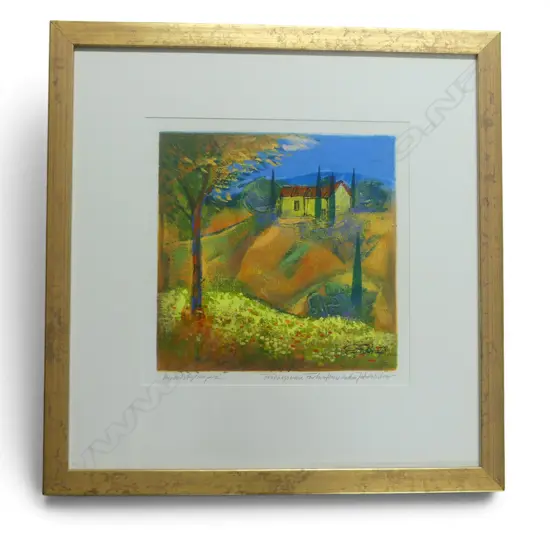 UNKNOWN GERMAN ARTIST, EUROPEAN LANDSCAPE, MIXED MEDIA, SIGNED 320x320mm