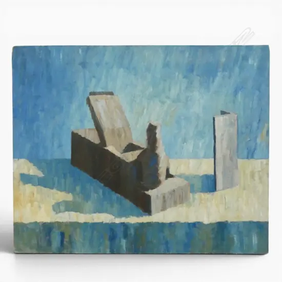 ROGER STAPLES (1942-2025) 'PLANES' OIL ON BOARD, SIGNED & DATED '82 VERSO 485x595mm