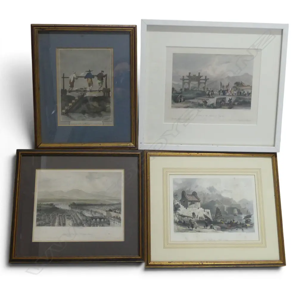 4 FRAMED CHINESE ENGRAVINGS Image 1++