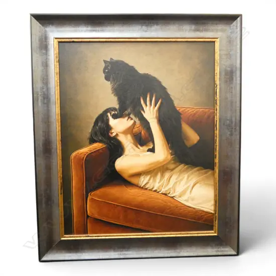 PRINT OF CAT ON FACE 490x390mm