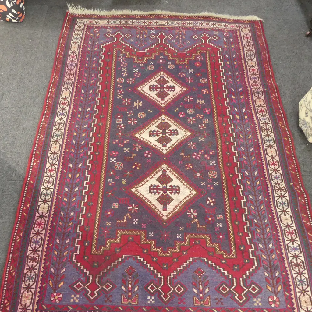 HAND KNOTTED ALL WOOL AFSHAR RUG 1520x2170mm Image 1++