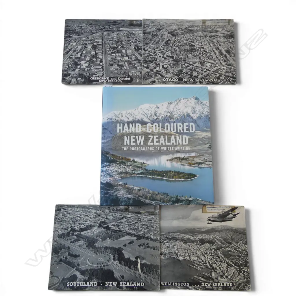 HAND-COLOURED NEW ZEALAND - THE PHOTOGRAPHS OF WHITES AVIATION by PETER ALSOP + 4 WHITES AVIATION BOOKLETS Image 1++