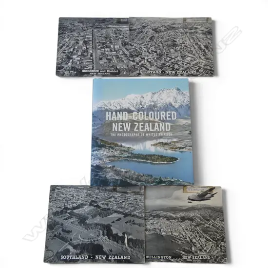HAND-COLOURED NEW ZEALAND - THE PHOTOGRAPHS OF WHITES AVIATION by PETER ALSOP + 4 WHITES AVIATION BOOKLETS