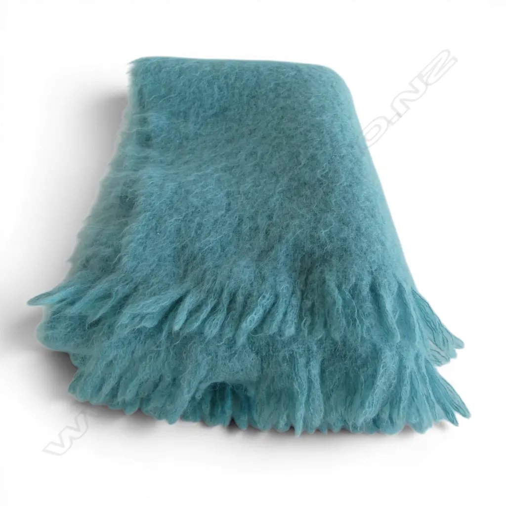 MOHAIR THROW 'WINDERMERE NZ made. (aqua colour) 1760 x 1300 in GOOD CONDITION Image 1++