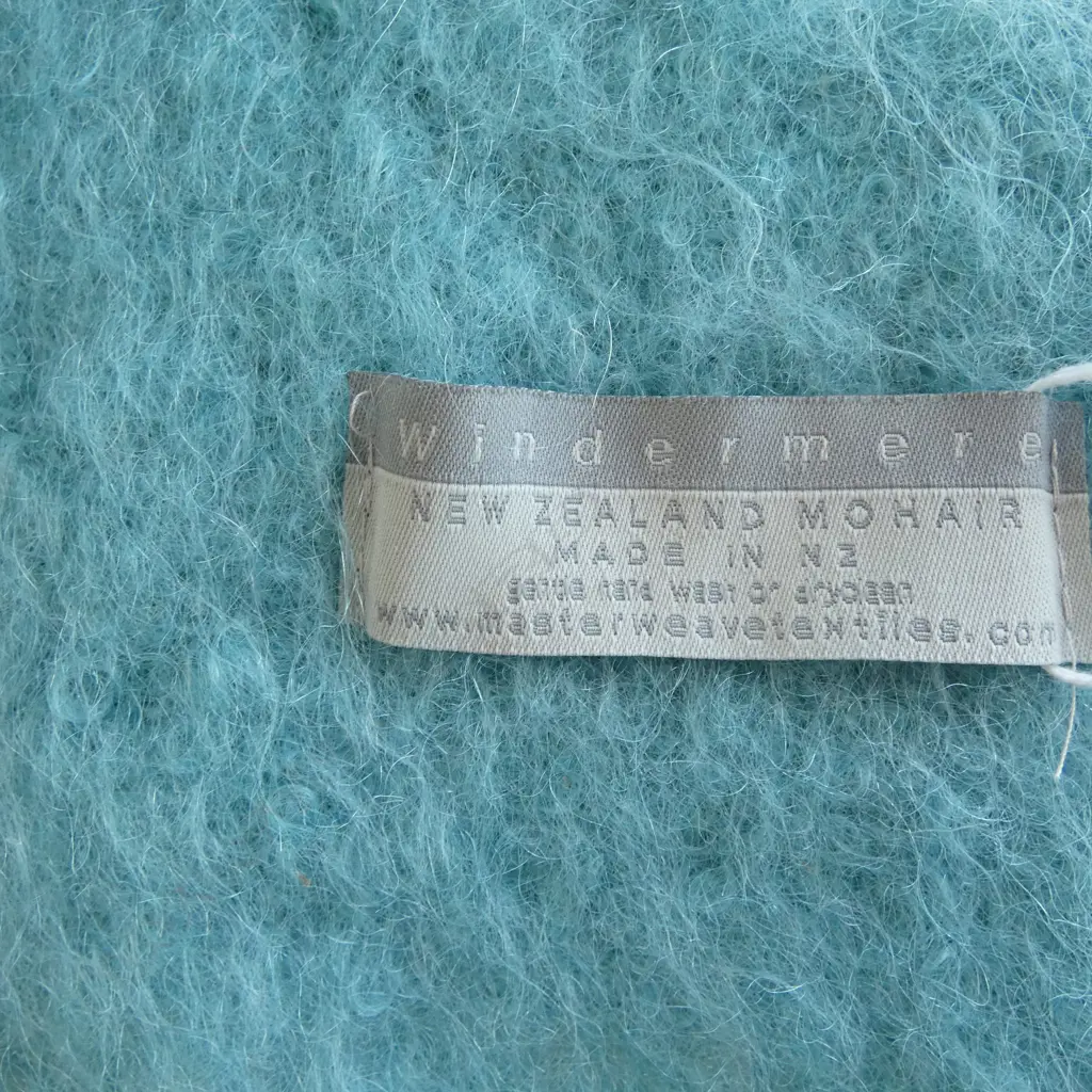 MOHAIR THROW 'WINDERMERE NZ made. (aqua colour) 1760 x 1300 in GOOD CONDITION Image 1++