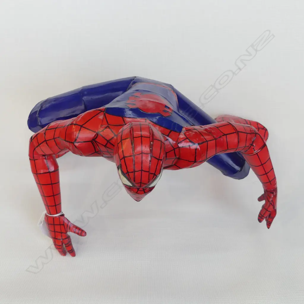 HAND MADE CARDBOARD WALL HANGING SPIDERMAN BY STEFSKI NZ, SIGNED W.380mm Image 1++