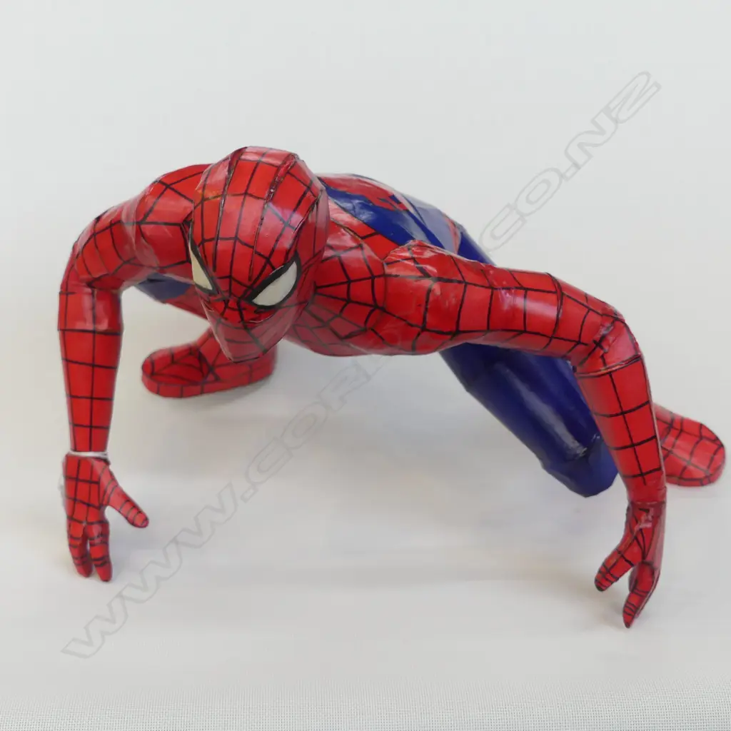 HAND MADE CARDBOARD WALL HANGING SPIDERMAN BY STEFSKI NZ, SIGNED W.380mm Image 1++
