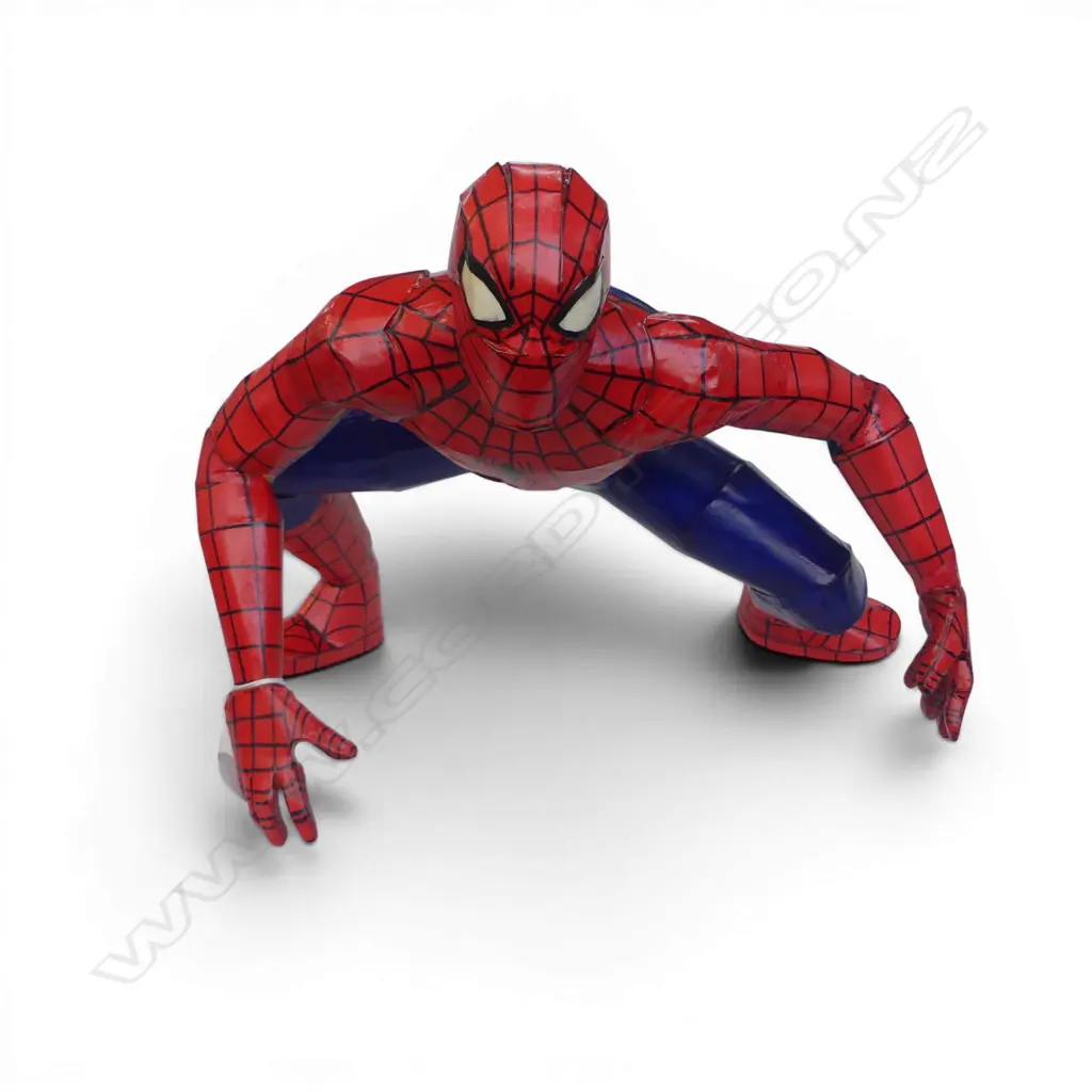 HAND MADE CARDBOARD WALL HANGING SPIDERMAN BY STEFSKI NZ, SIGNED W.380mm Image 1++