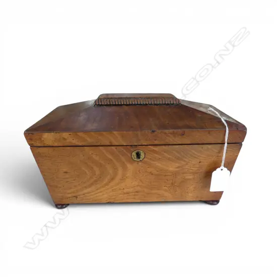 ANTIQUE MAHOGANY TEA CADDY W.270mm