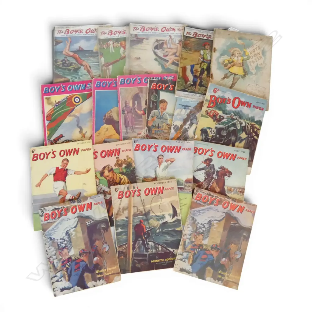 19 VINTAGE 'BOYS OWN' MAGAZINES, YEARS 1886, 1922, 1927, 1928, 1939, 1941 & 1942 Image 1++
