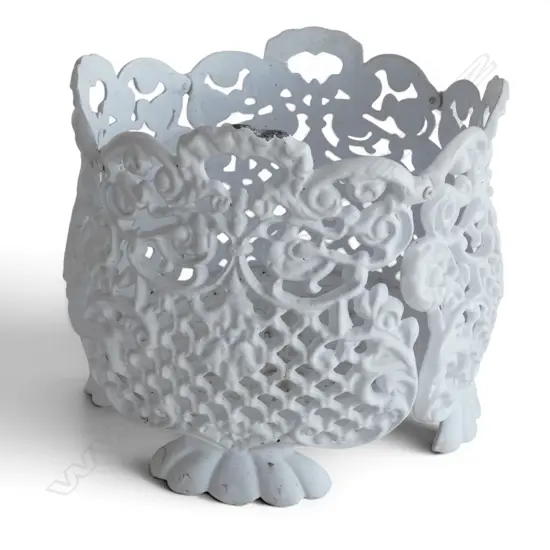 WHITE METAL PLANT POT HOLDER H.240mm, 290mm dia