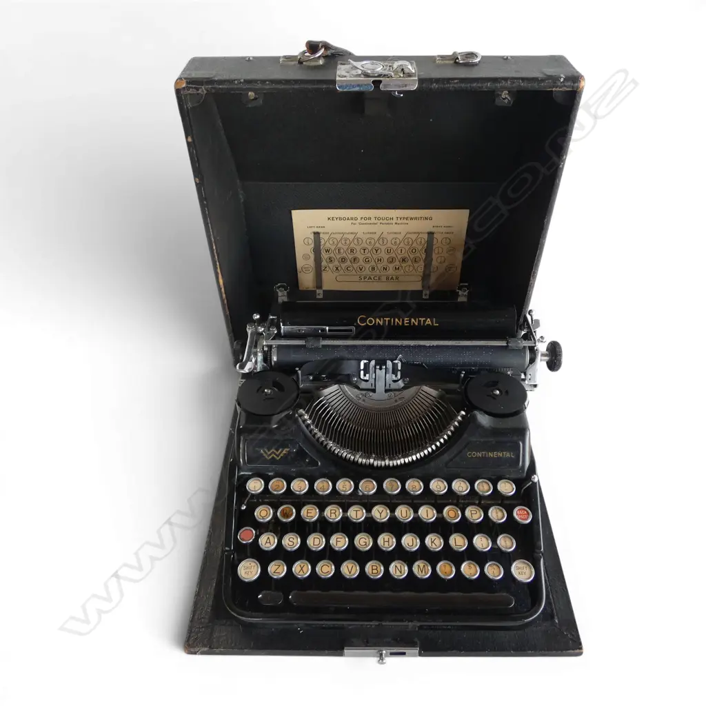 1930’S TYPEWRITER ‘CONTINENTAL’ WANDERER-WERKE GERMANY IN CASE, L.340MM  W.325MM (CASE) Image 1++