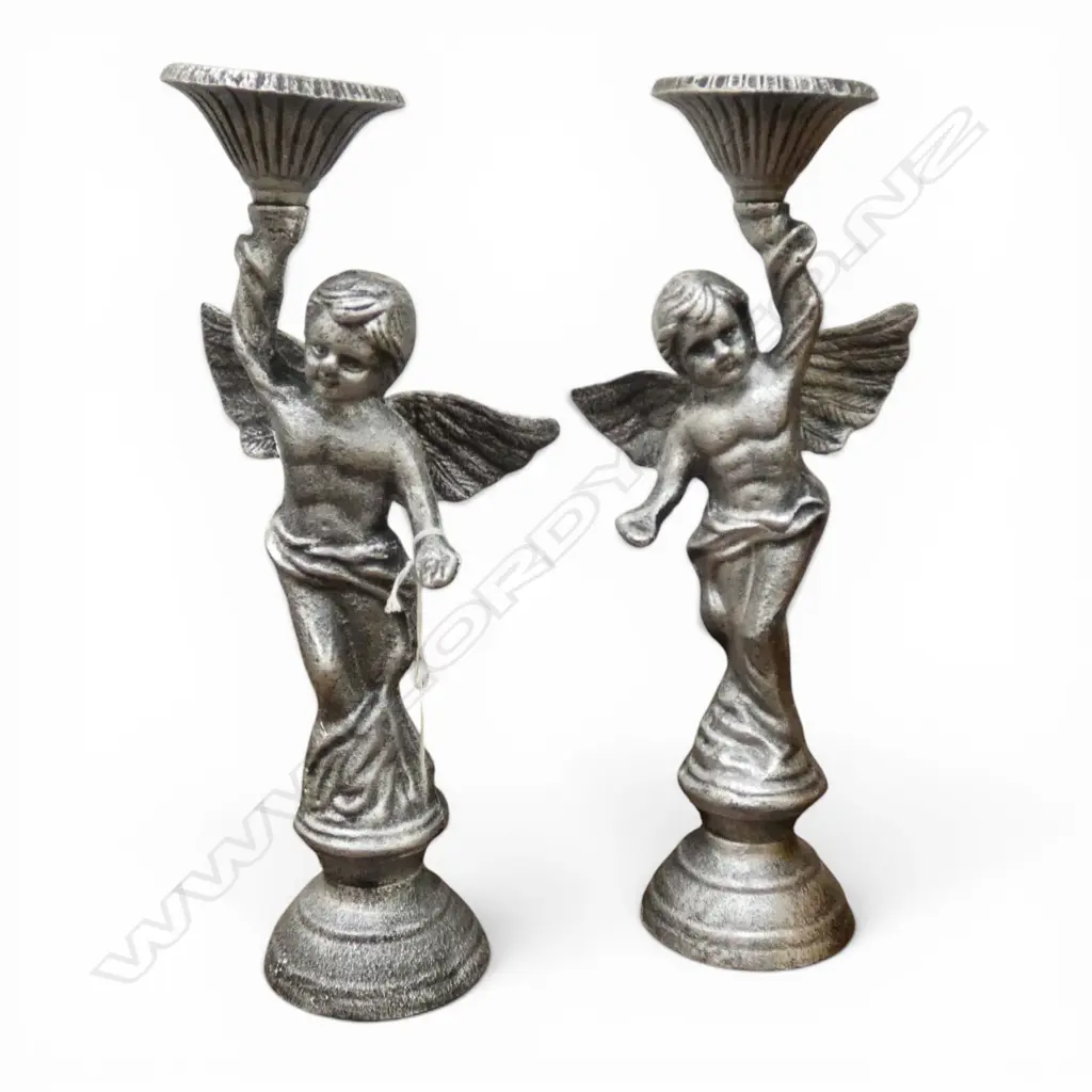 PR CAST IRON CHERUB CANDLE HOLDERS H350MM  Image 1++