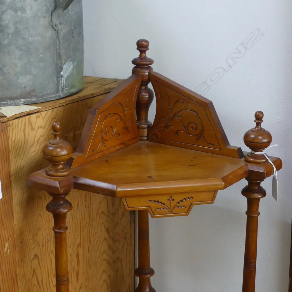 4 TIER WOODEN CORNER 'WHAT NOT' SHELF, H.1360mm Image 1++