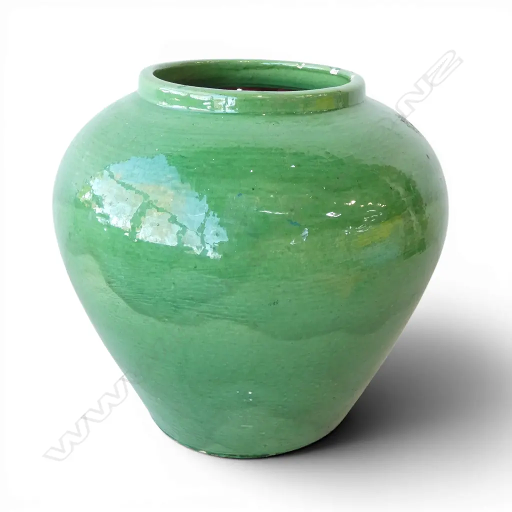 LG GREEN GLAZED JUG some chipping to rim & base H.280mm Image 1++