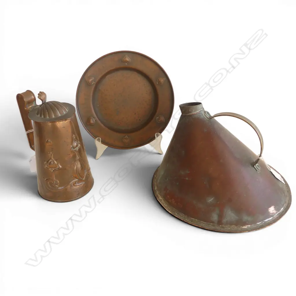 VINTAGE ART NOUVEAU JUG & WMF PLATE Dia.200mm + COPPER KETTLE Image 1++