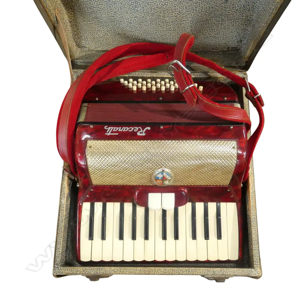 ITALIAN RECANATI PIANO ACCORDION, CASED W.385mm Image 1++