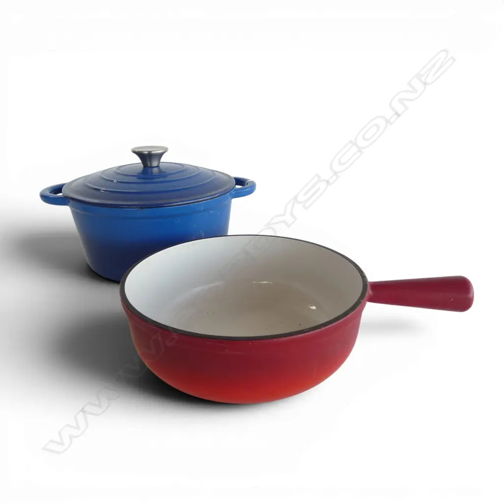 NOMAR FRANCE CAST IRON POT, & CAST IRON LIDDED CASSEROLE (AS NEW), D.230MM L. 330MM  & D.240MM L.320MM Image 1++