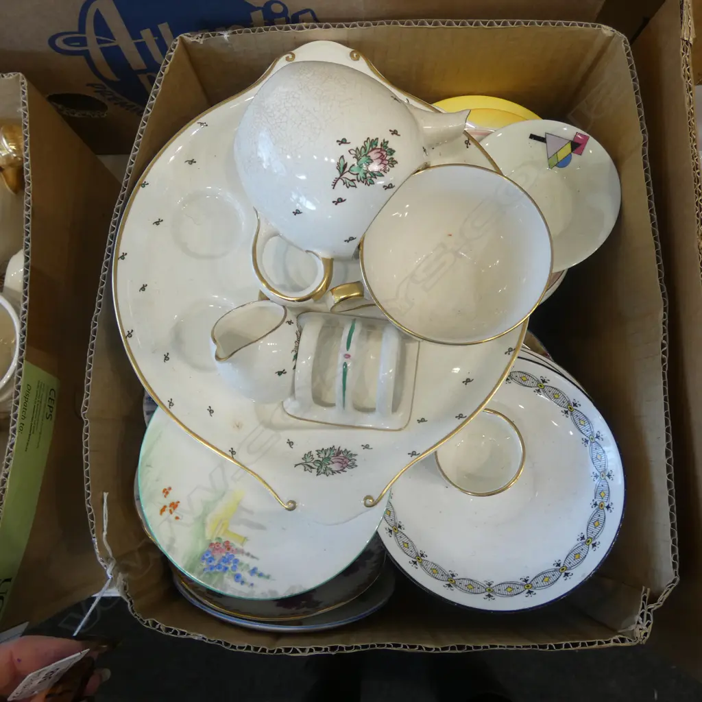 BOX LOT SHELLEY  MISS MATCHED SAUCERS BREAKFAST SET ETC Image 1++