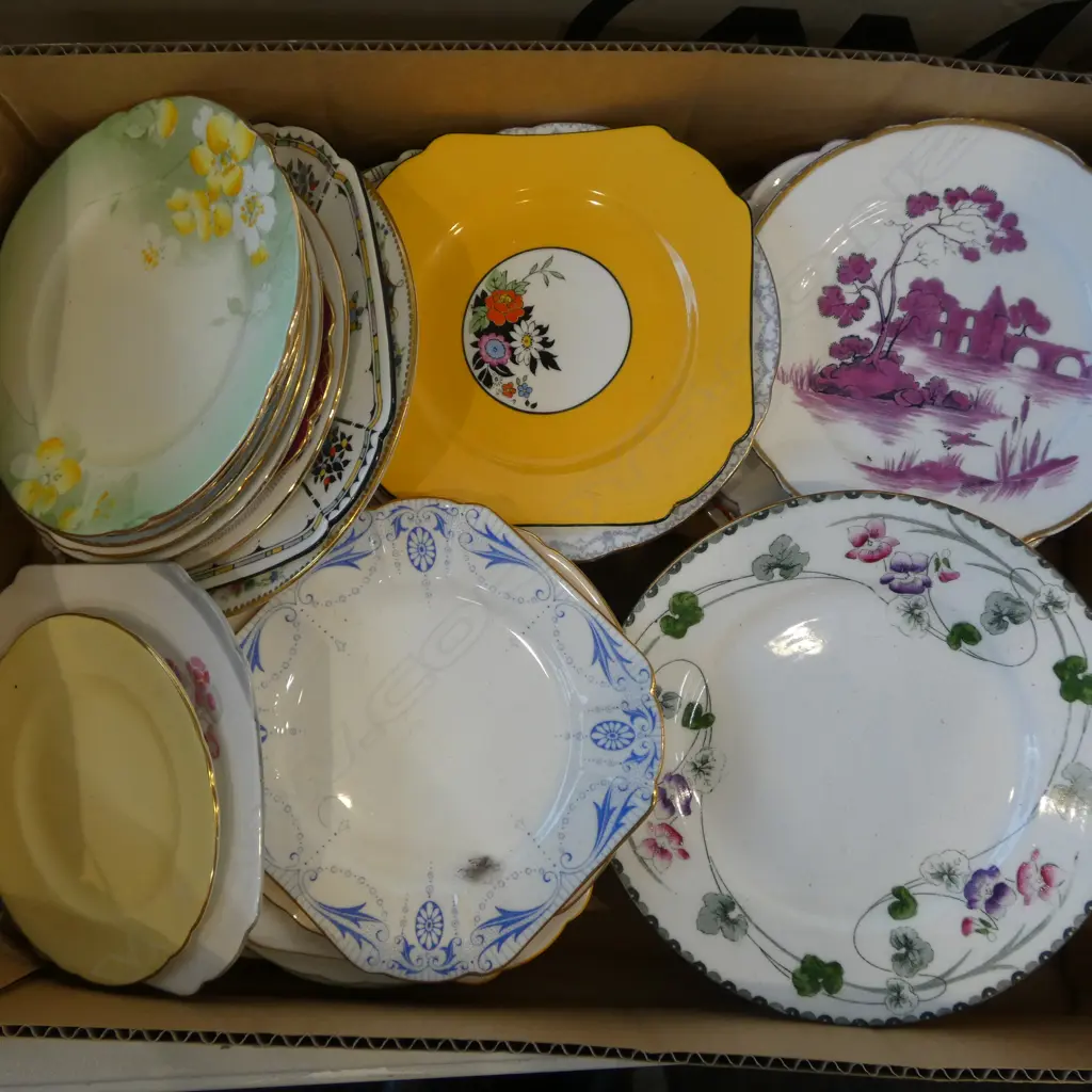 BOX LOT 50 SHELLEY CHINA SIDEPLATES MIXED PATS Image 1++