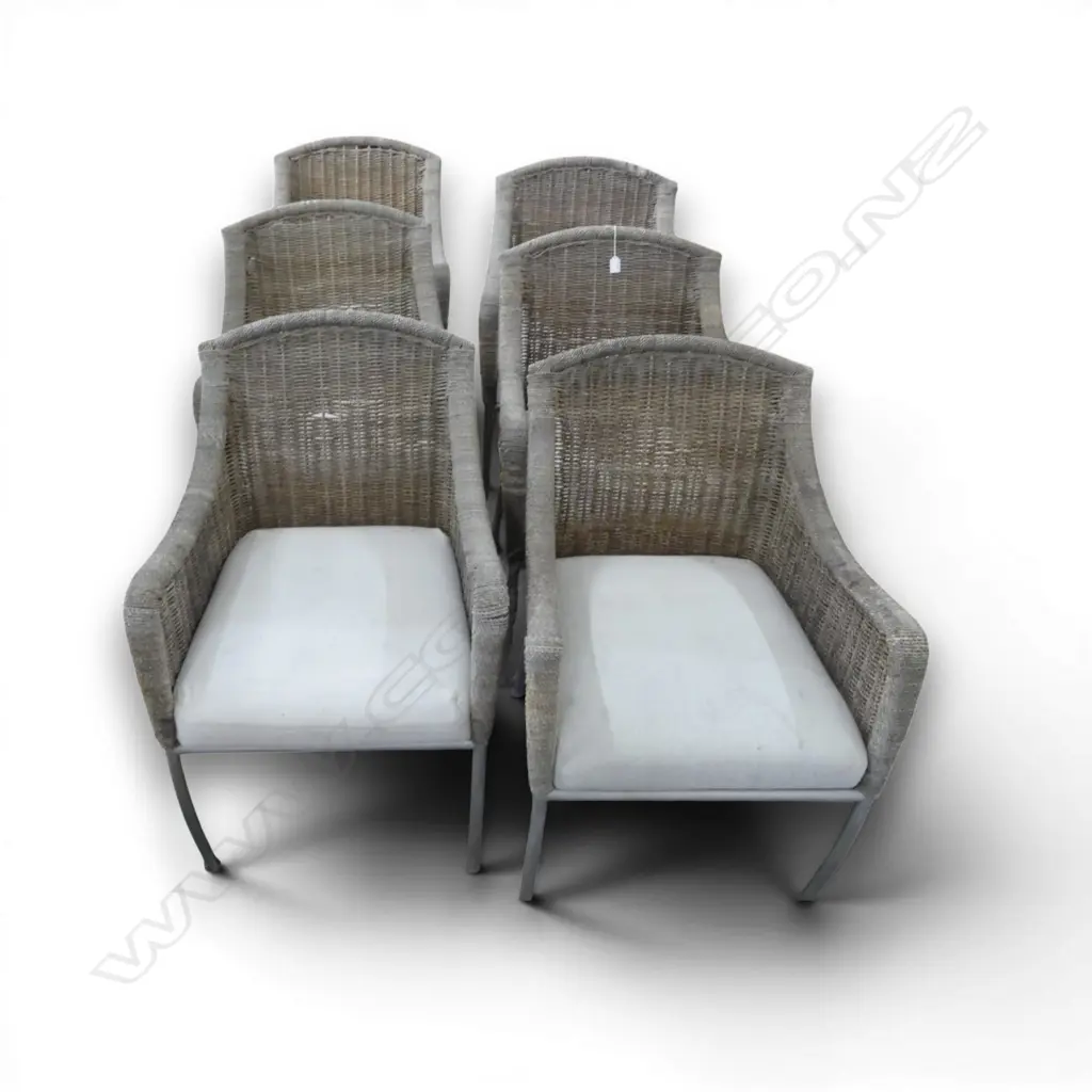 6 OUTDOOR PATIO CHAIRS, SOME WEAR Image 1++