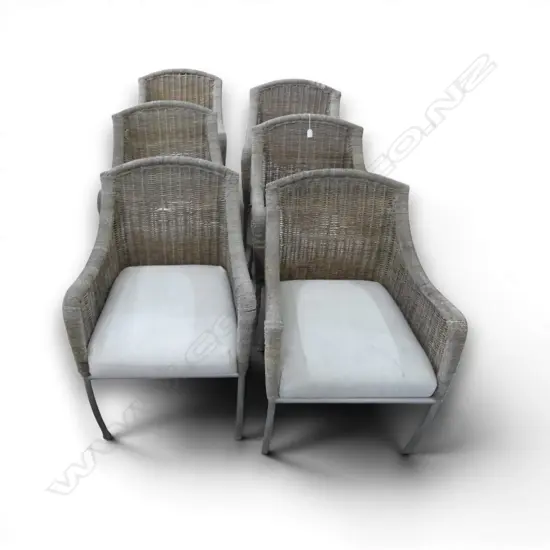 6 OUTDOOR PATIO CHAIRS, SOME WEAR