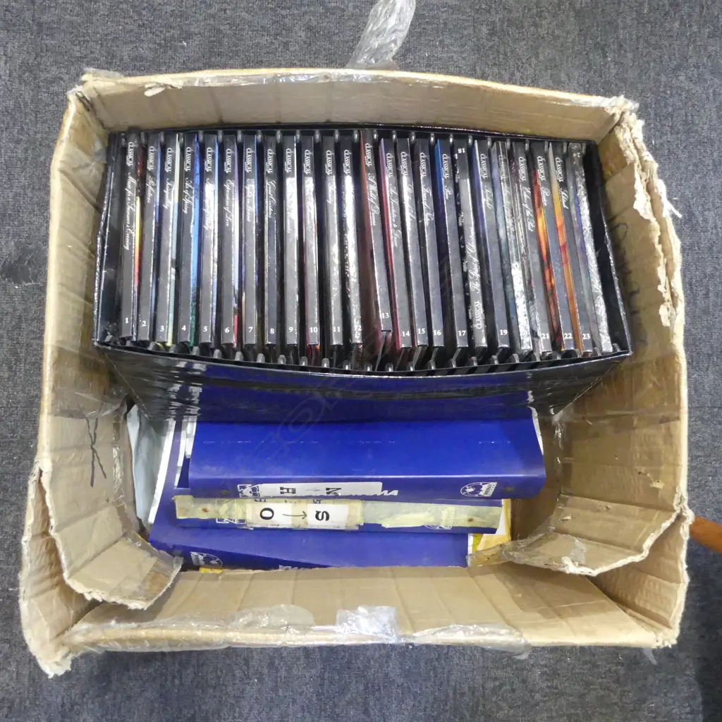 BOX OF ASST. MUSIC SHEETS & SET OF CLASSICAL CDs FAULTS Image 1++