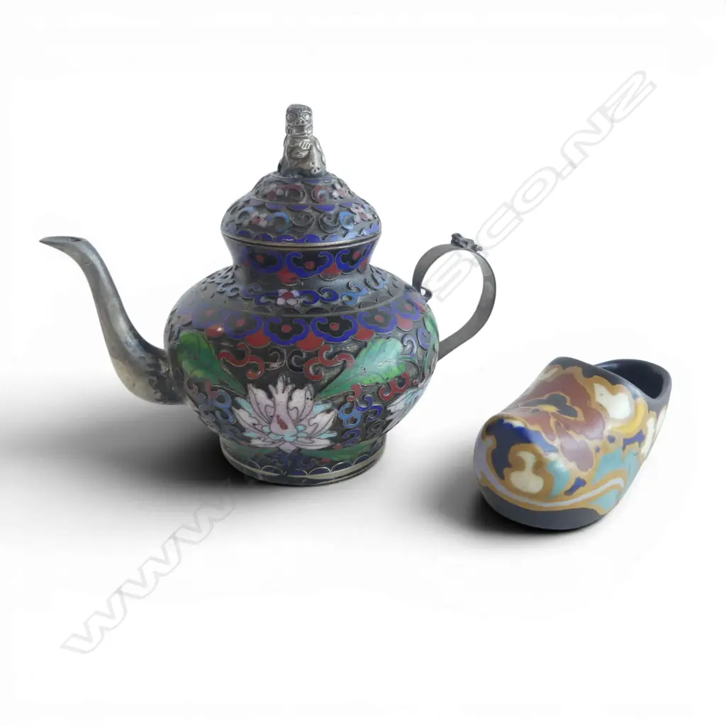 CLOISONNE TEAPOT + GOUDA HOLAND CLOG H.120mm Image 1++