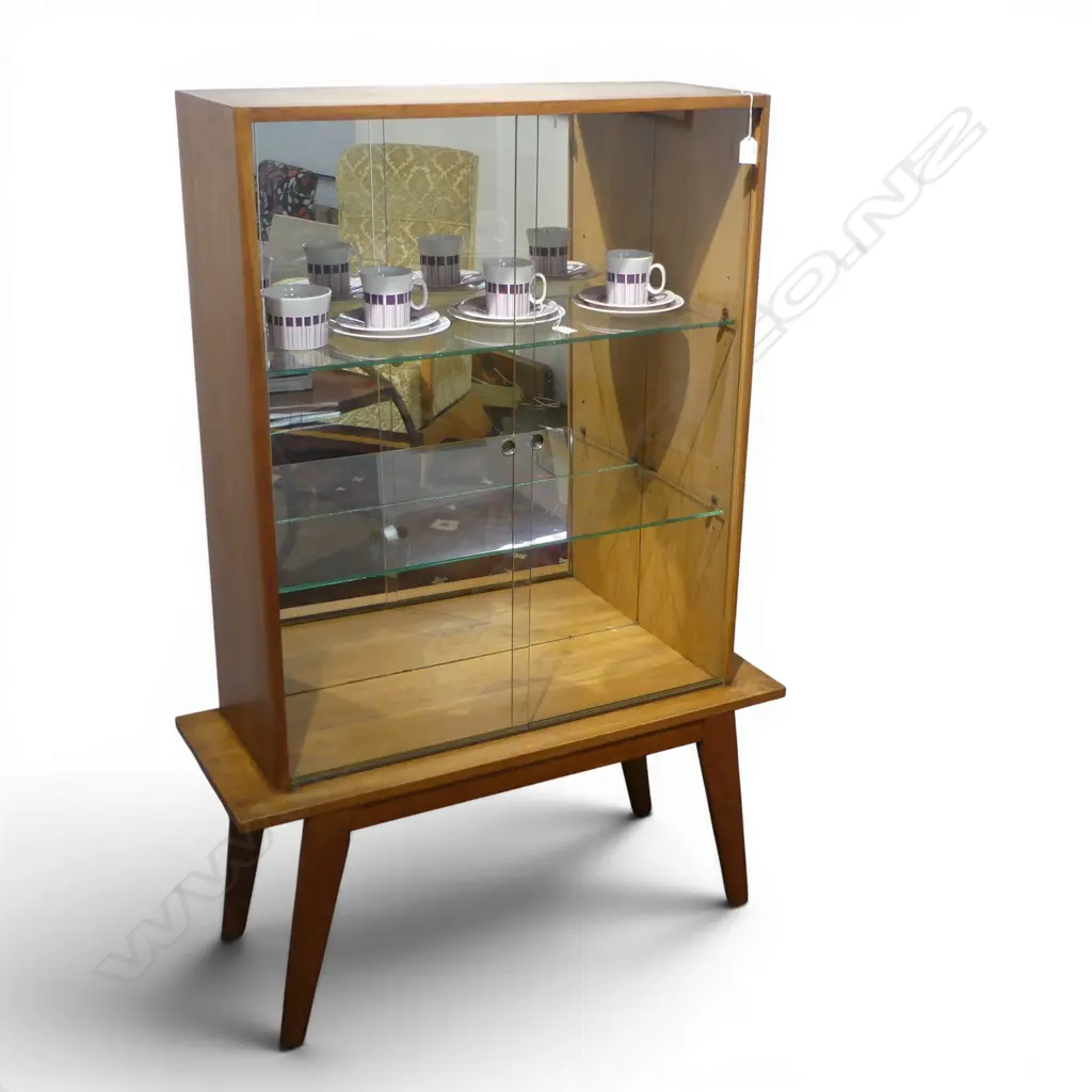 MID-CENTURY OAK DISPLAY CABINET 920x340x1340mm Image 1++